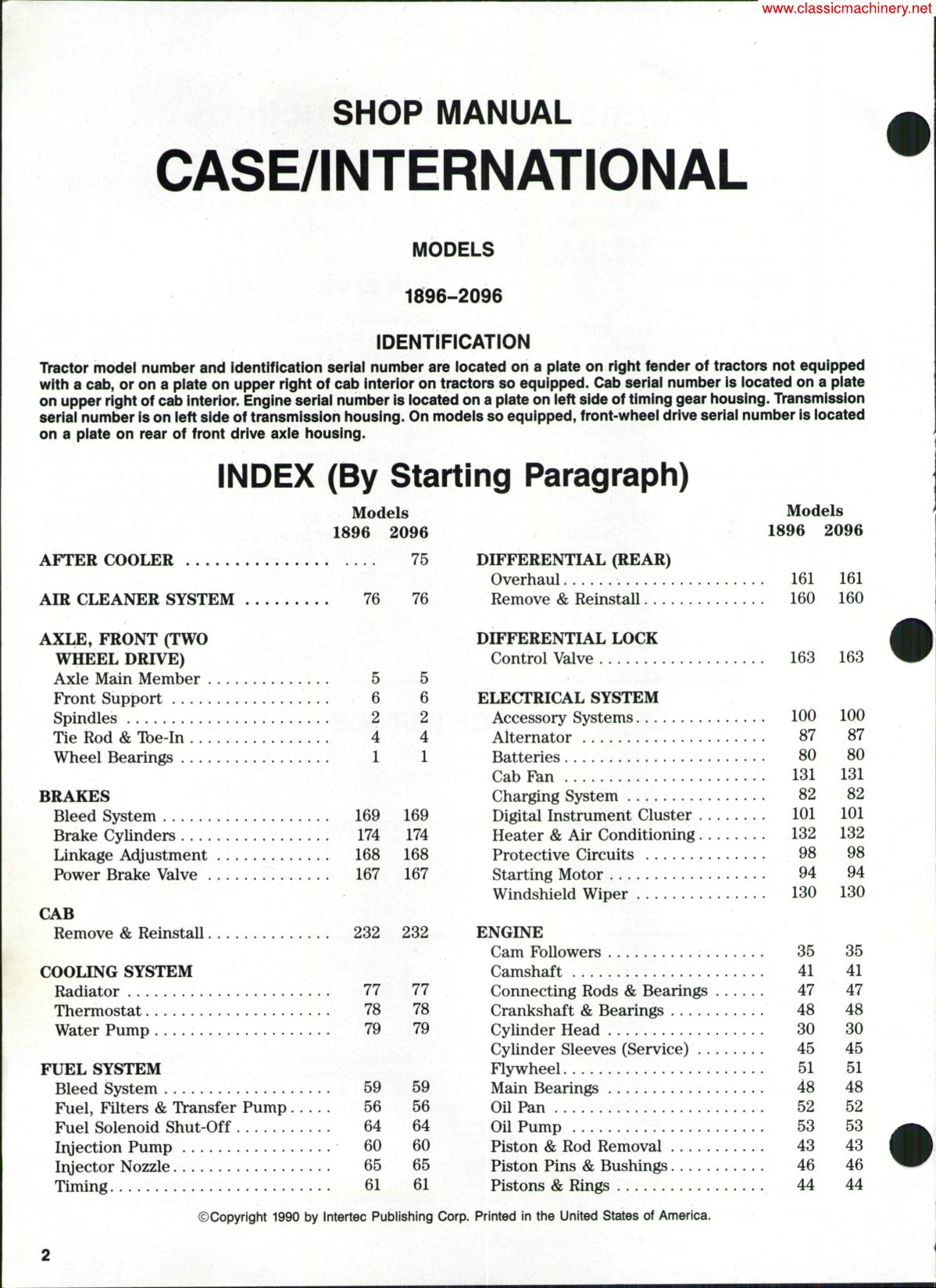 CASE international 1896, 2096 series - shopmanual